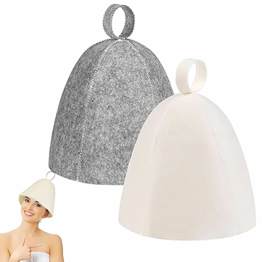Bonnet De Sauna En Feutre 2 Pièces Pour Hommes Et Femmes Accessoires De Sauna Protection De Tête Respirante