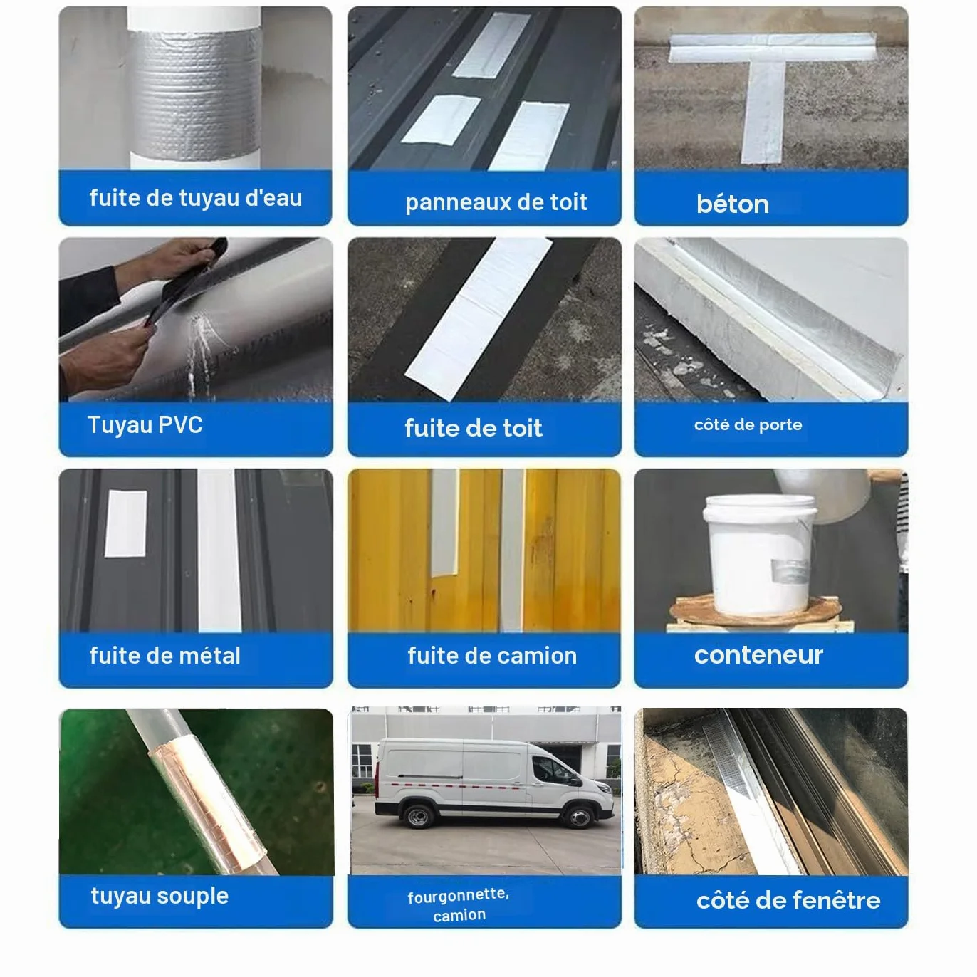 Ruban d'étanchéité en butyle aluminium pour fuites bateau toit camping-car