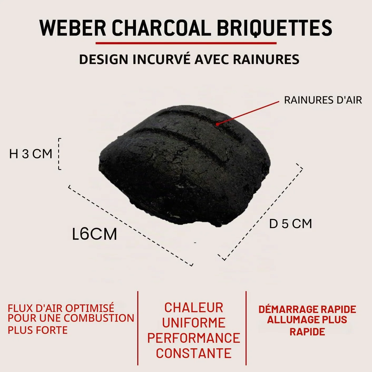 Weber Briquettes de Charbon de Bois Naturel pour Barbecue, Allumage Rapide 20 Min, Longue Combustion 3 Heures, 4 kg