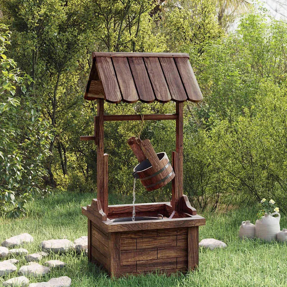 Puits à Souhait avec Pompe 57x50x112 cm Bois de Sapin Massif Brun