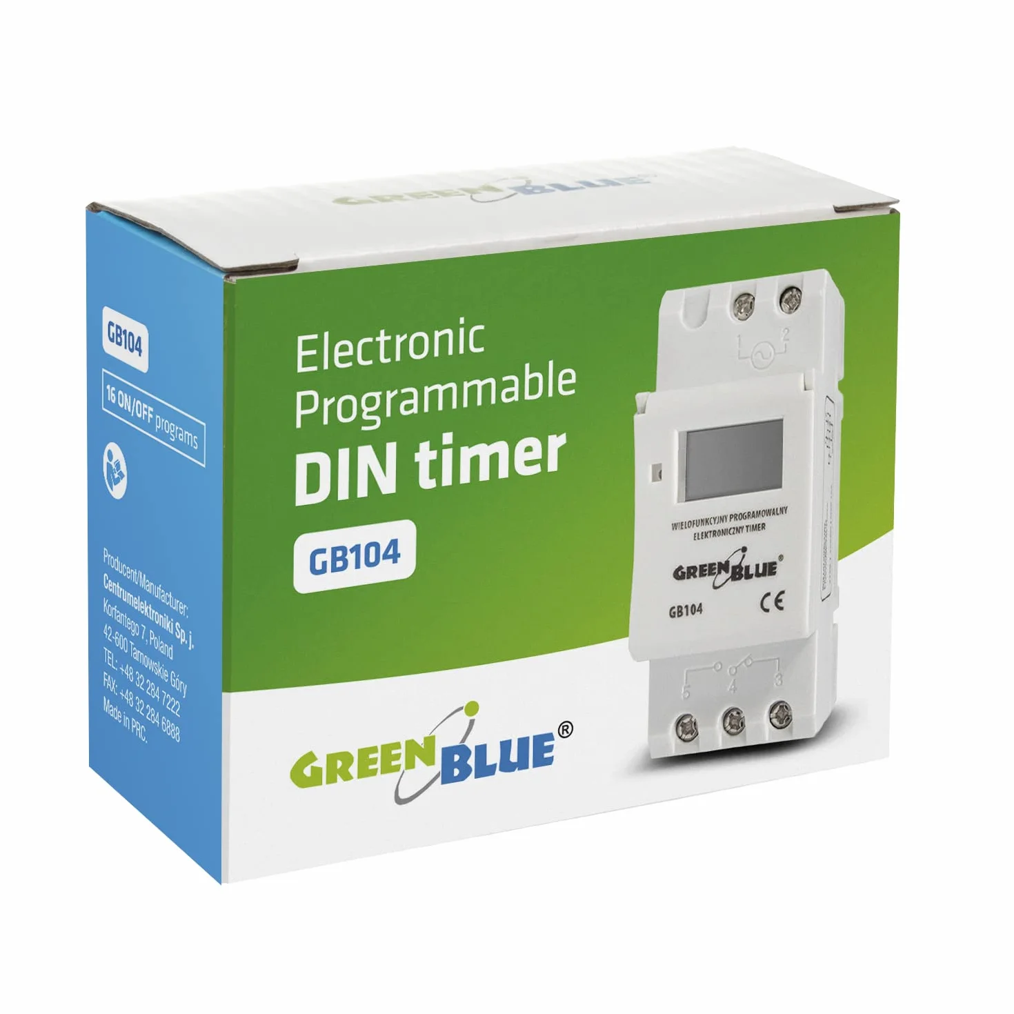 GreenBlue GB104 Minuteur Numérique Panneau sur Rail DIN 16A 240 Programmes