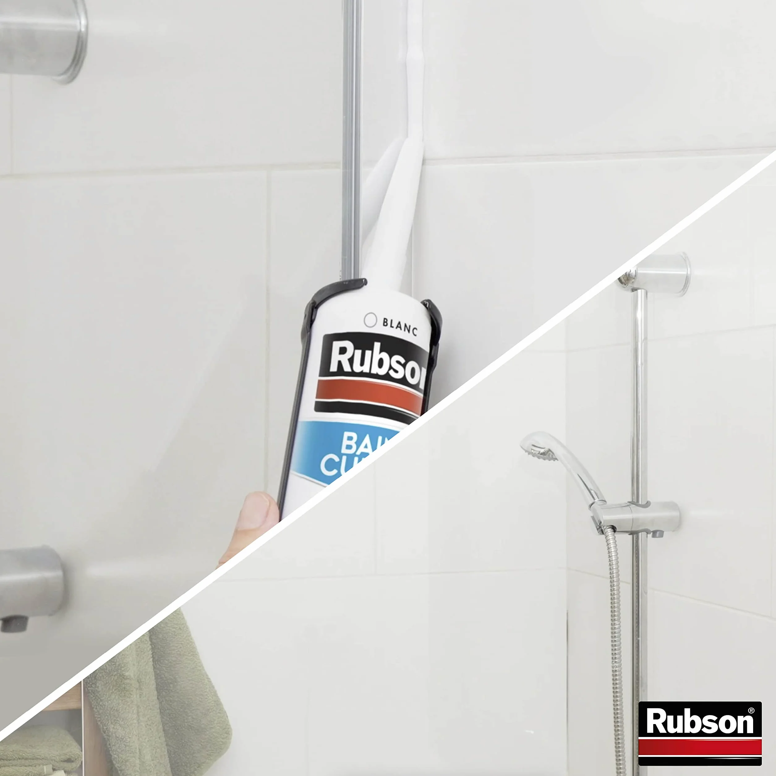 Rubson Mastic Bain & Cuisine Silicone Évite Les Moisissures Blanc 280 ml Antifongique