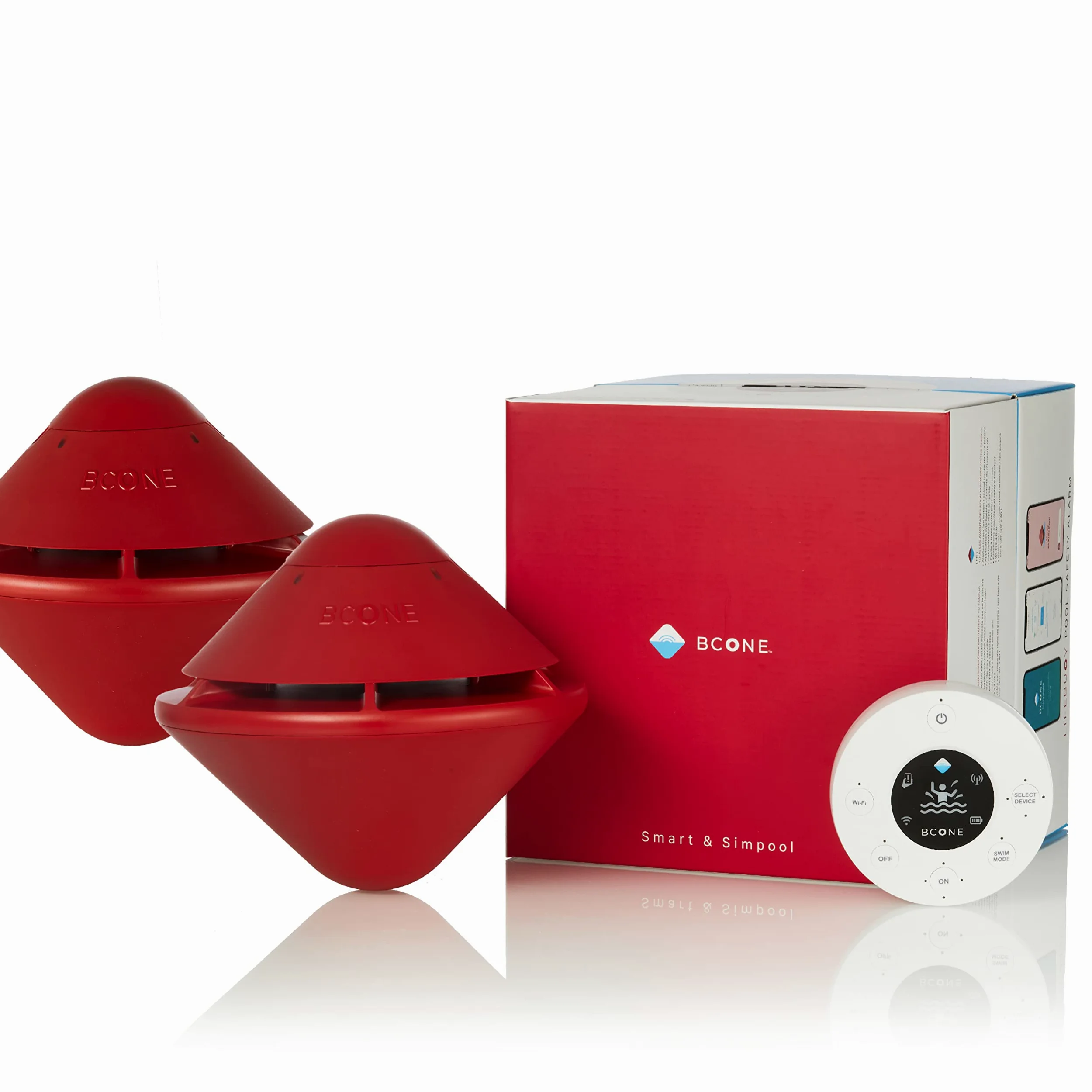 Lifebuoy BCone : Système d'alarme de sécurité Flottant pour Piscine avec bouée supplémentaire. Compatible Alexa et Google Assistant. Connectivité Wi-FI, contrôle par Application. Alarme puissante.