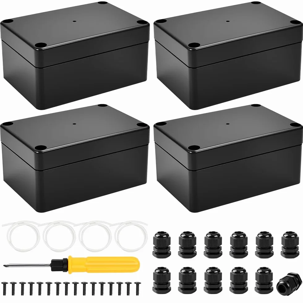 Boite de Jonction Electrique Etanche IP67 Lot de 4 - 100 x 68 x 50 mm - Boitier Plastique Exterieur