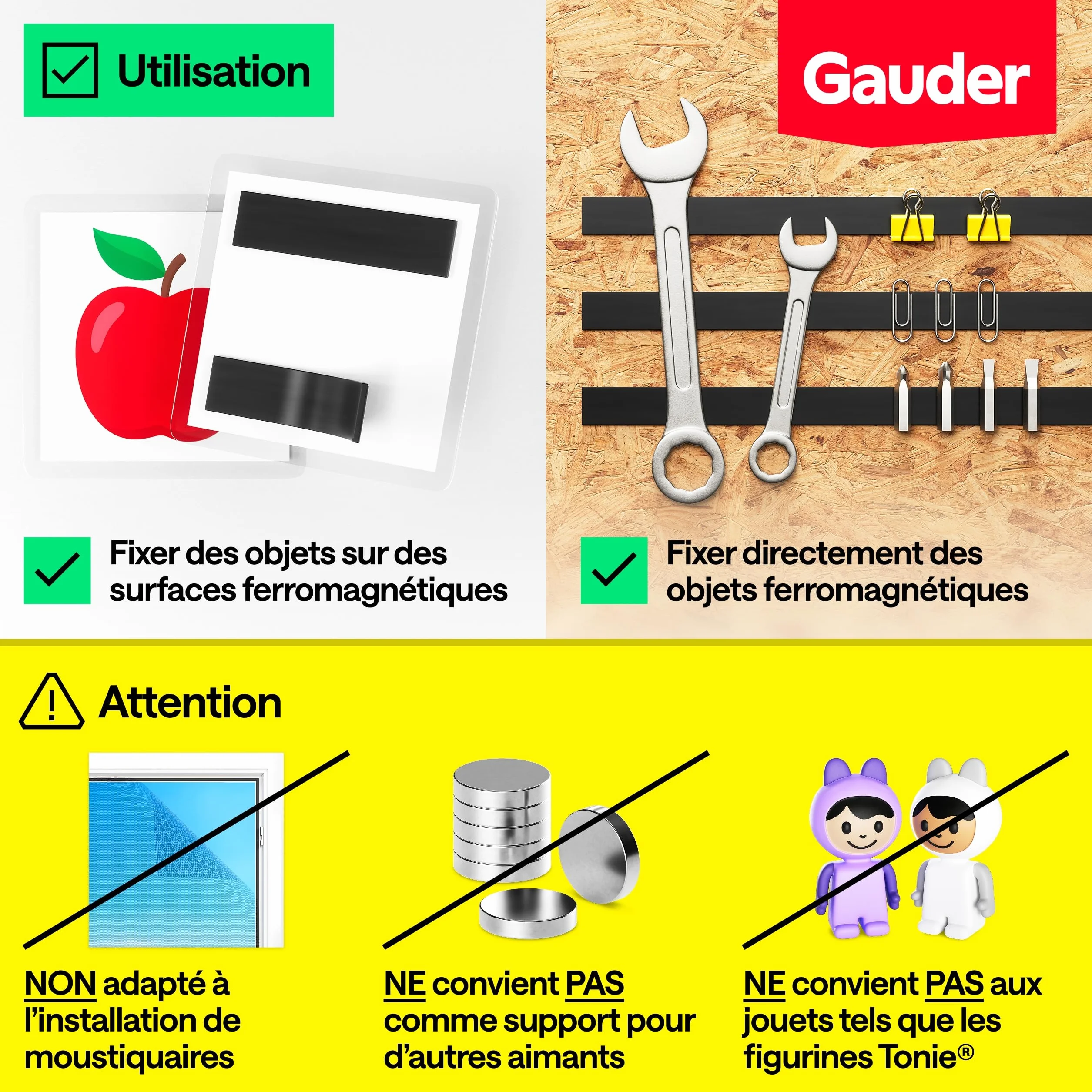 GAUDER Bande Magnétique Adhésif Puissant 3 m x 15 mm Ruban Aimanté Autocollant