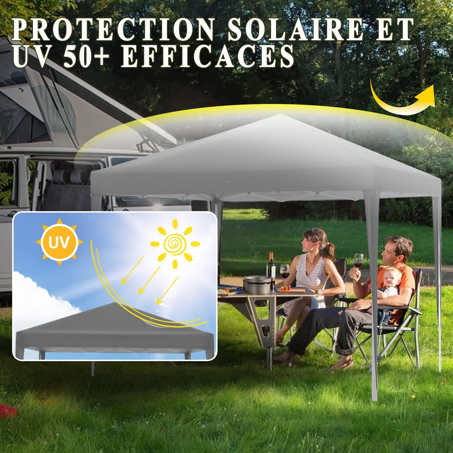 Tonnelle Pliante 3x3M Professionnel avec Rideaux, Tente de Jardin UV50+