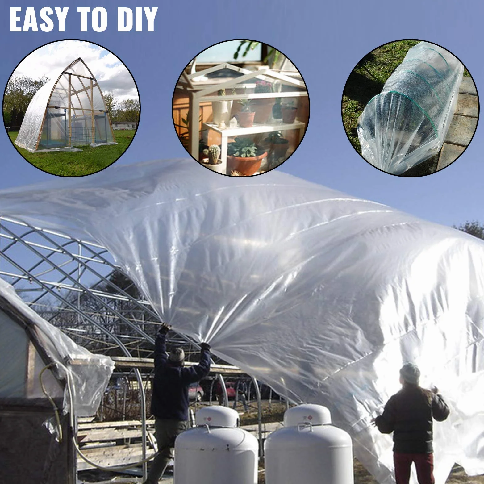 VEVOR Film à Effet de Serre 6 x 8,5 m Polyéthylène 0,15 mm Housse de Protection