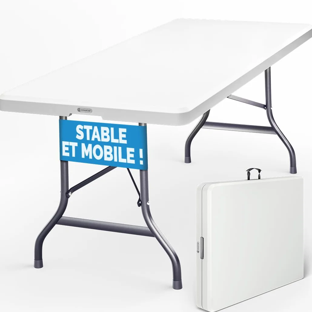 Casaria Table de Camping Pliante Plastique rectangulaire 8 Personnes intérieur extérieur