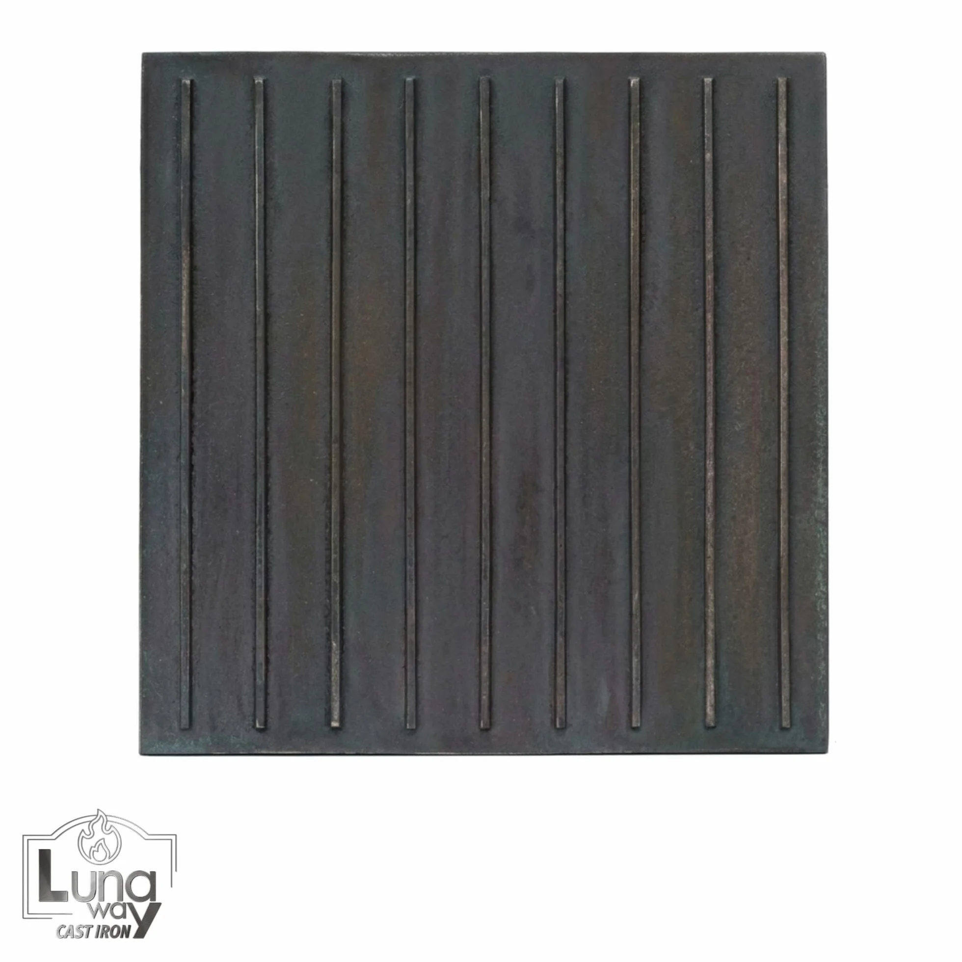 Plaque de cheminée rainuré en Fonte 0,8 cm 49 x 50 cm