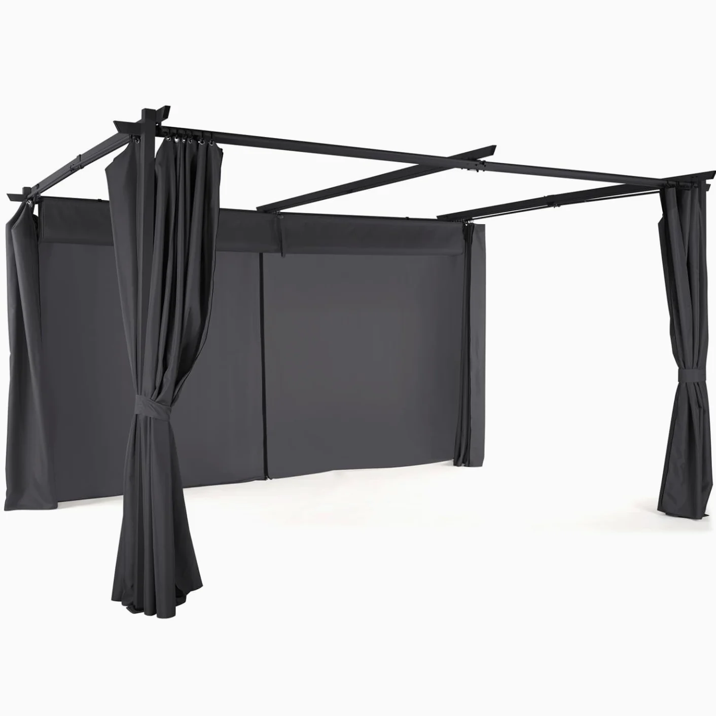 IDMarket - Pergola édition limitée Toit rétractable 3x4 M et 4 Rideaux Gris Anthracite
