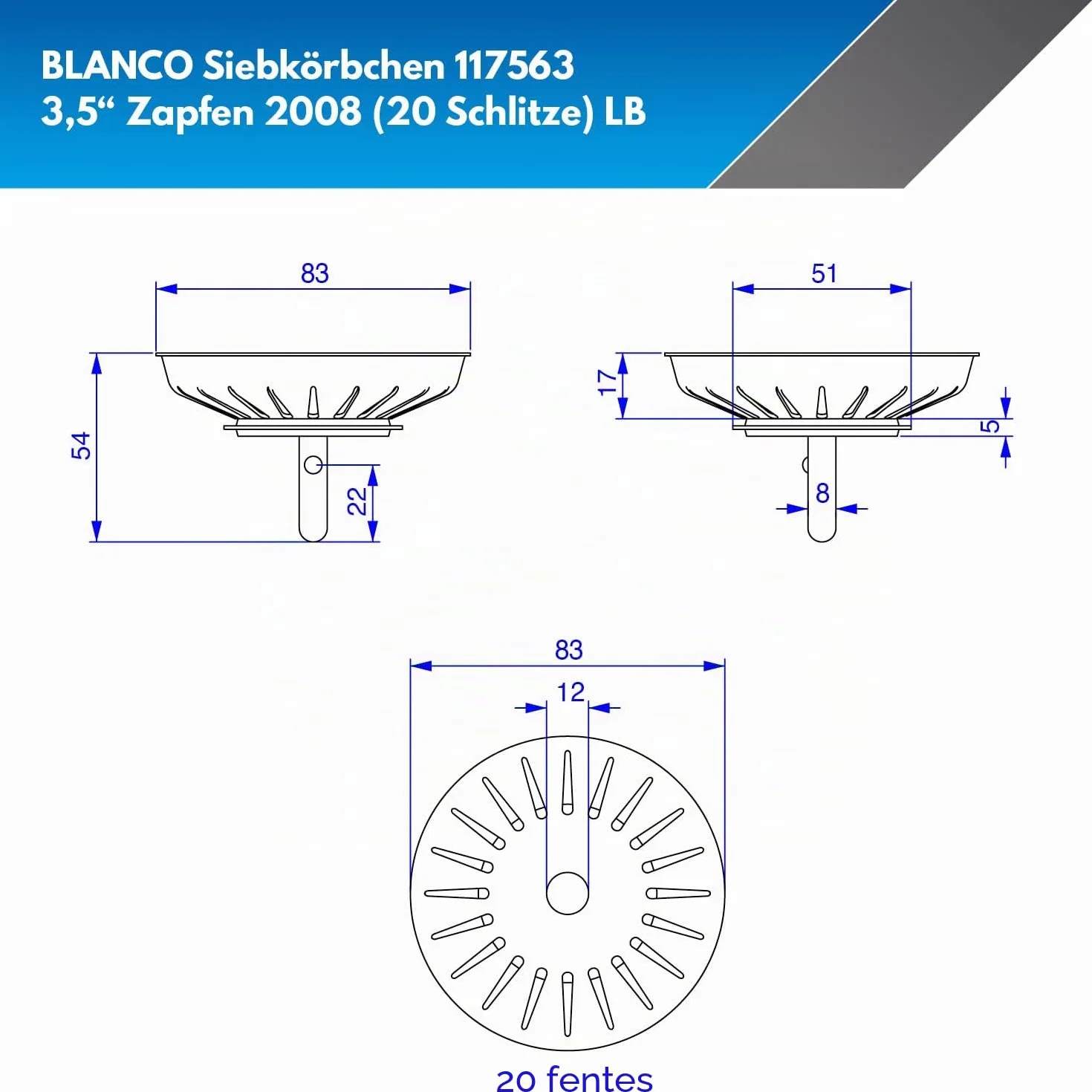 Franke Panier de bonde Blanco 83 mm 20 Trous 117563