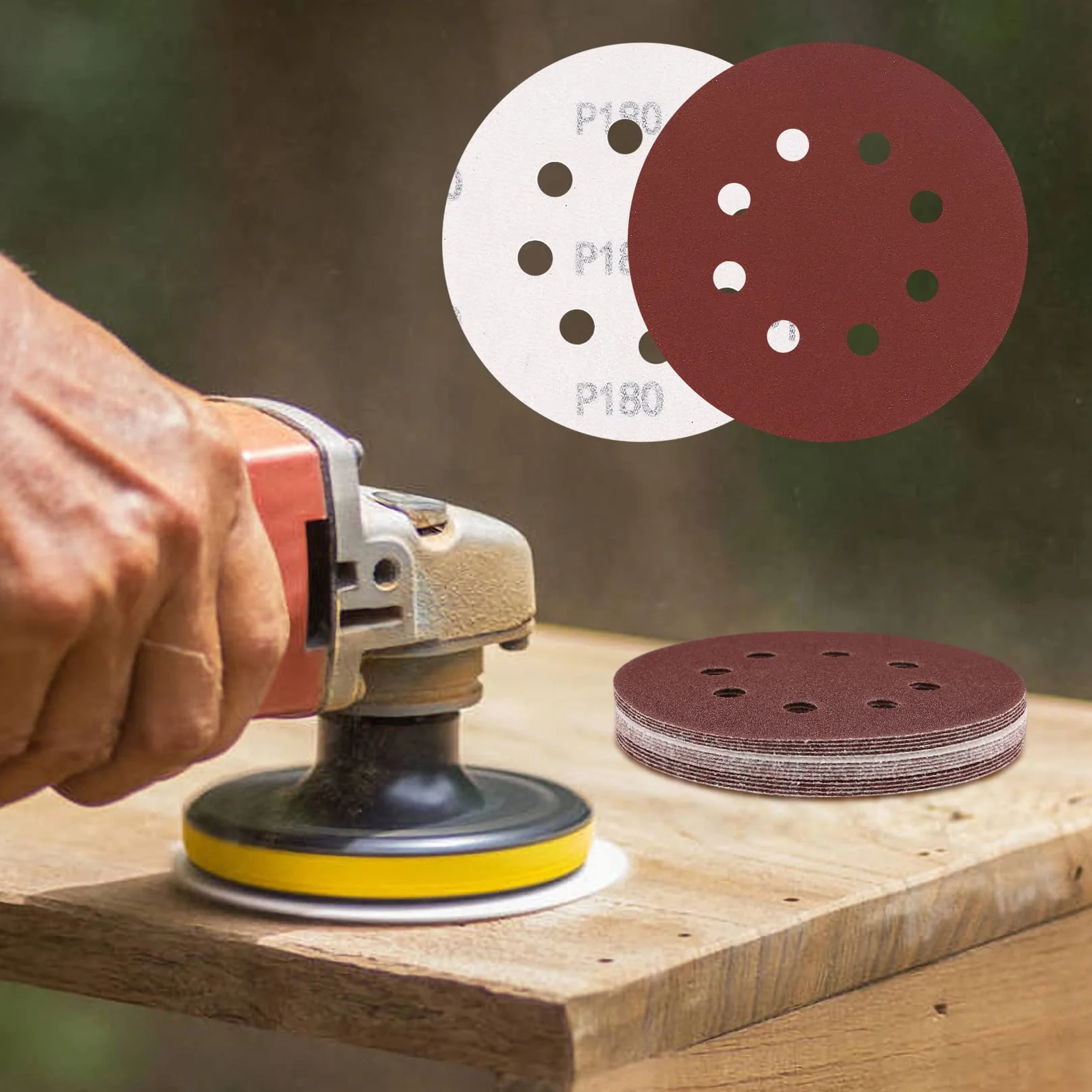 Disques Abrasifs 125 mm 5 Pouces Grain 80 8 Trous Papier Abrasif pour Ponceuse Orbitale