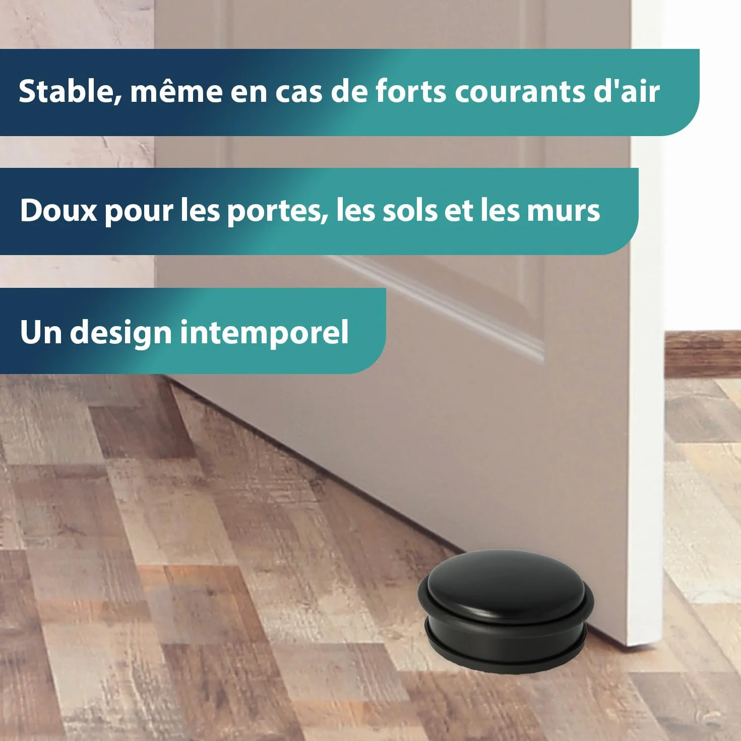 Westcott Butée de porte en acier inoxydable noir 1,2 kg ⌀ 10 cm hauteur 4 cm