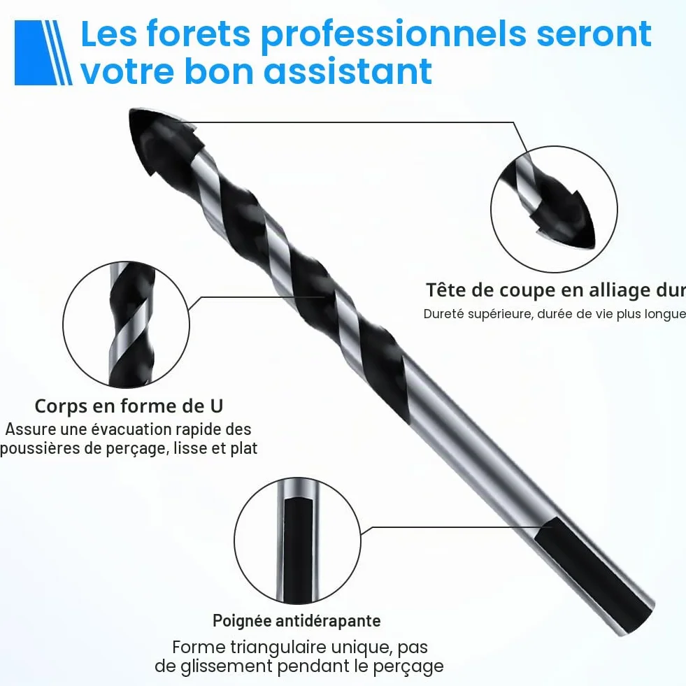 Foret Carbure de Tungstène Lot de 6 Foret Diamant 4/6/6/8/10/12 mm pour Carreaux de Céramique Béton