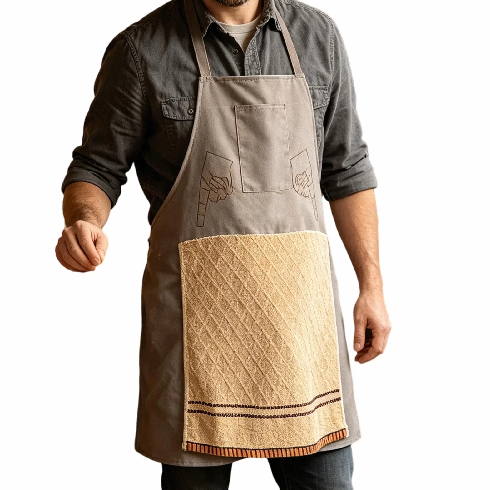 Tablier Humoristique Avec Poche Secrète, Tablier De Farces Hilarants Pour Hommes, Chef's Prank Apron For Men, tablie-r De Farce De Chef, Costume De Chef Drôle Avec Serviette Ouvrable