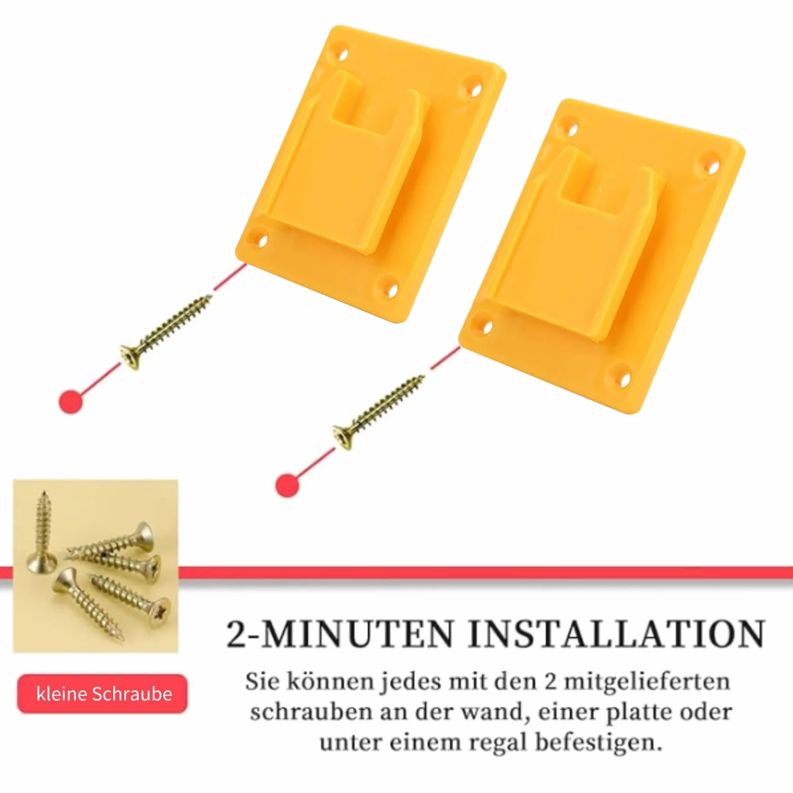 Base de support pour machine à outils électriques, 2 pièces ABS 3,7 x 3 x 0,8 pouces, pour fixation d'étagère murale (Jaune)