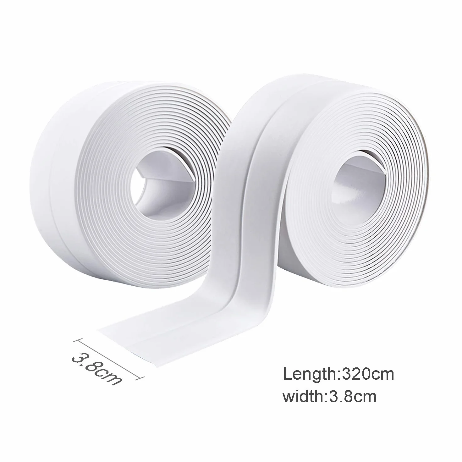 Ruban Adhésif PVC Imperméable Autocollant 2 Rouleaux Scellage Mural Douche Toilette Cuisine Salle de Bains (Blanc)