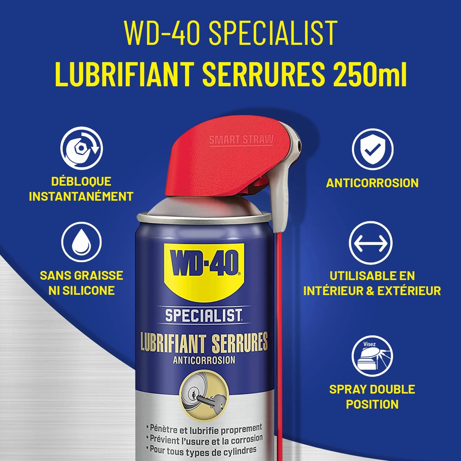 WD-40 Specialist Lubrifiant Serrures Spray Double Position Anticorrosion 250 ML
