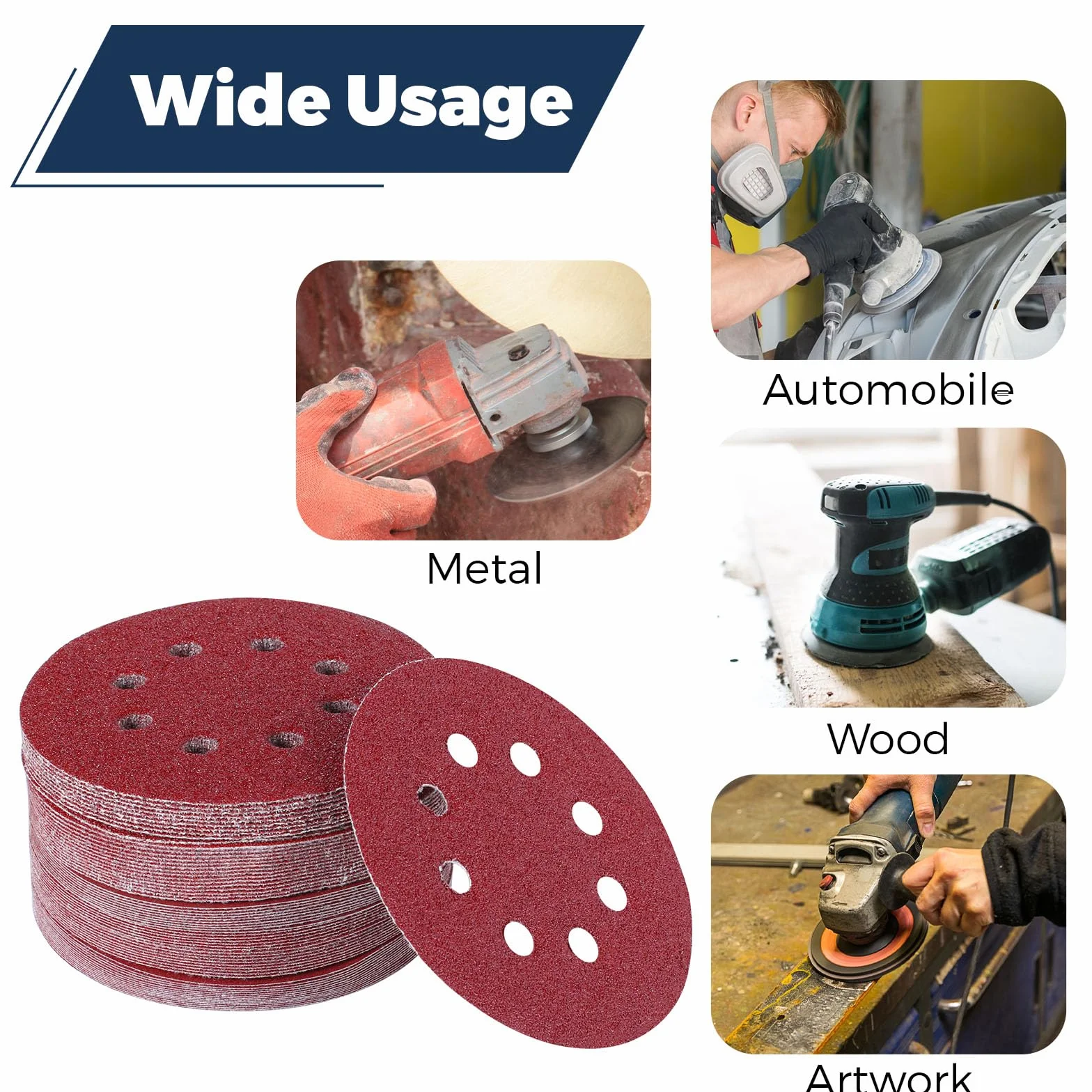 Disques Abrasifs 125mm 40-400 Grain Ponçage Polissage Dérouillage 100pcs