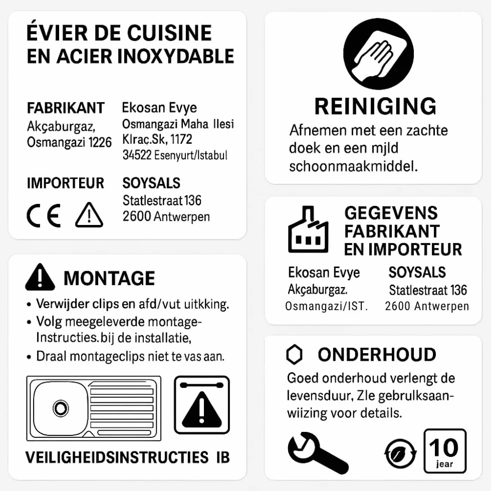 Évier Rond Inox Ø34 cm Cuisine Camping Caravane Sans Trou Robinet