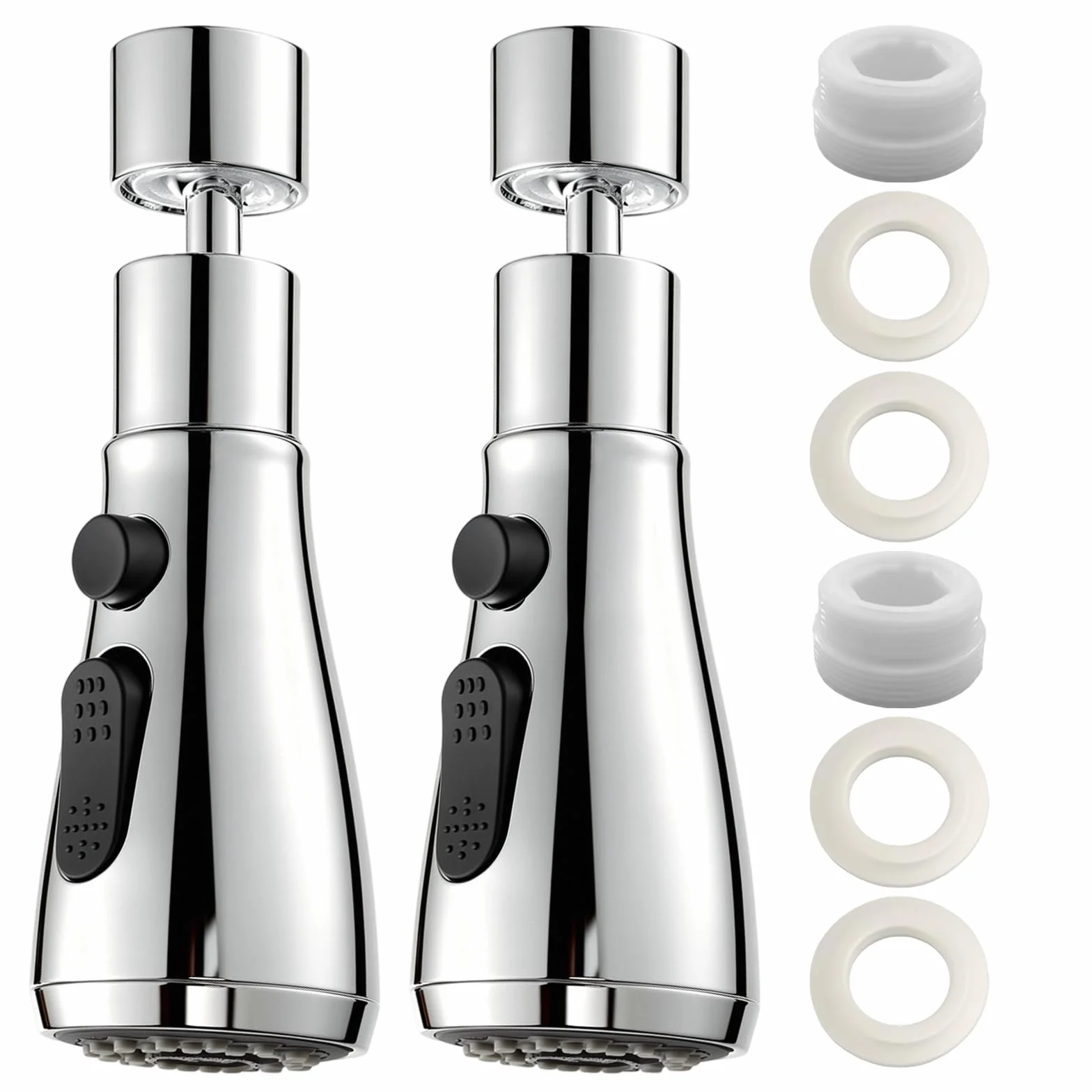Robinet Cuisine 360 Degres Douchette, Embout Multifonction 3 Modes, Adaptateur Universel Orientable