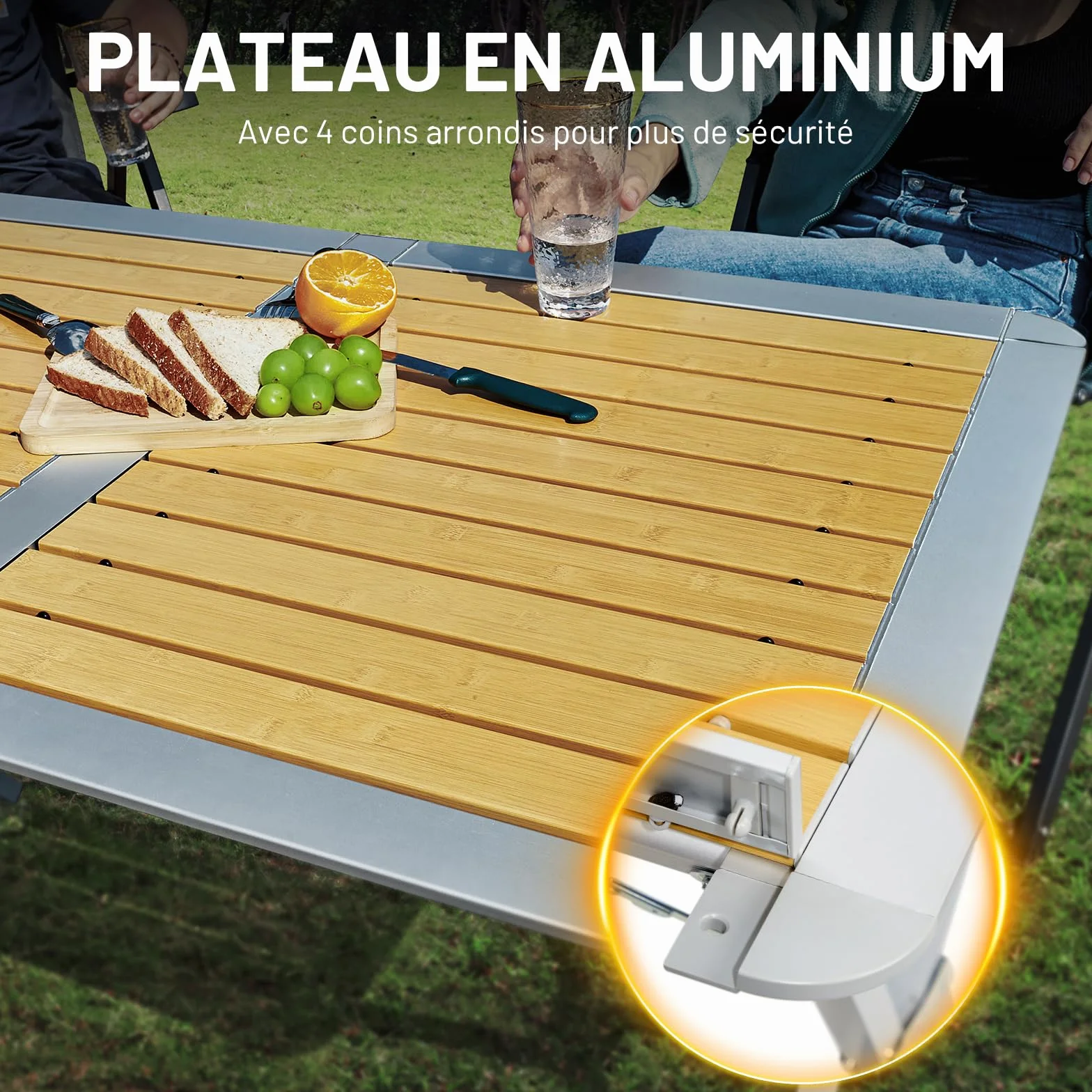 TIMBER RIDGE Table de Camping Pliante Aluminium 4-6 Personnes avec Sac de Rangement