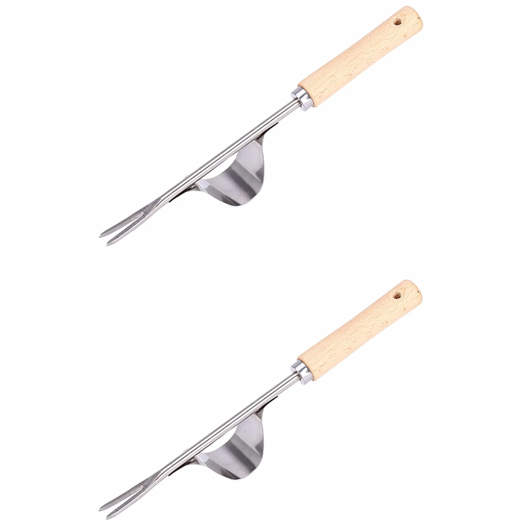 ISTOVO Désherbeur de Jardin en Acier Inoxydable Manche en Bois 2X Extracteur de Pissenlit