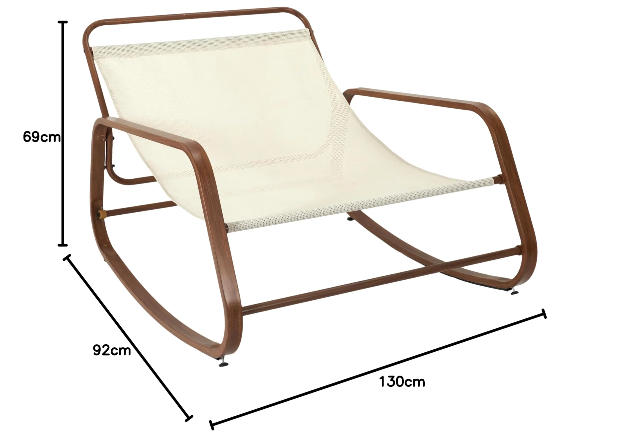 HOME DECO FACTORY - HDO7309 Fauteuil à Bascule Miami Blanc Effet Bois, Mobilier d'Extérieur, Dimensions 92x69x130 cm, Hauteur d'Assise 46 cm, Teinte Beige Marron | Bois, fauteuil à bascule Miami, effet bois blanc, mobilier d'extérieur, jardin ou terrasse,
