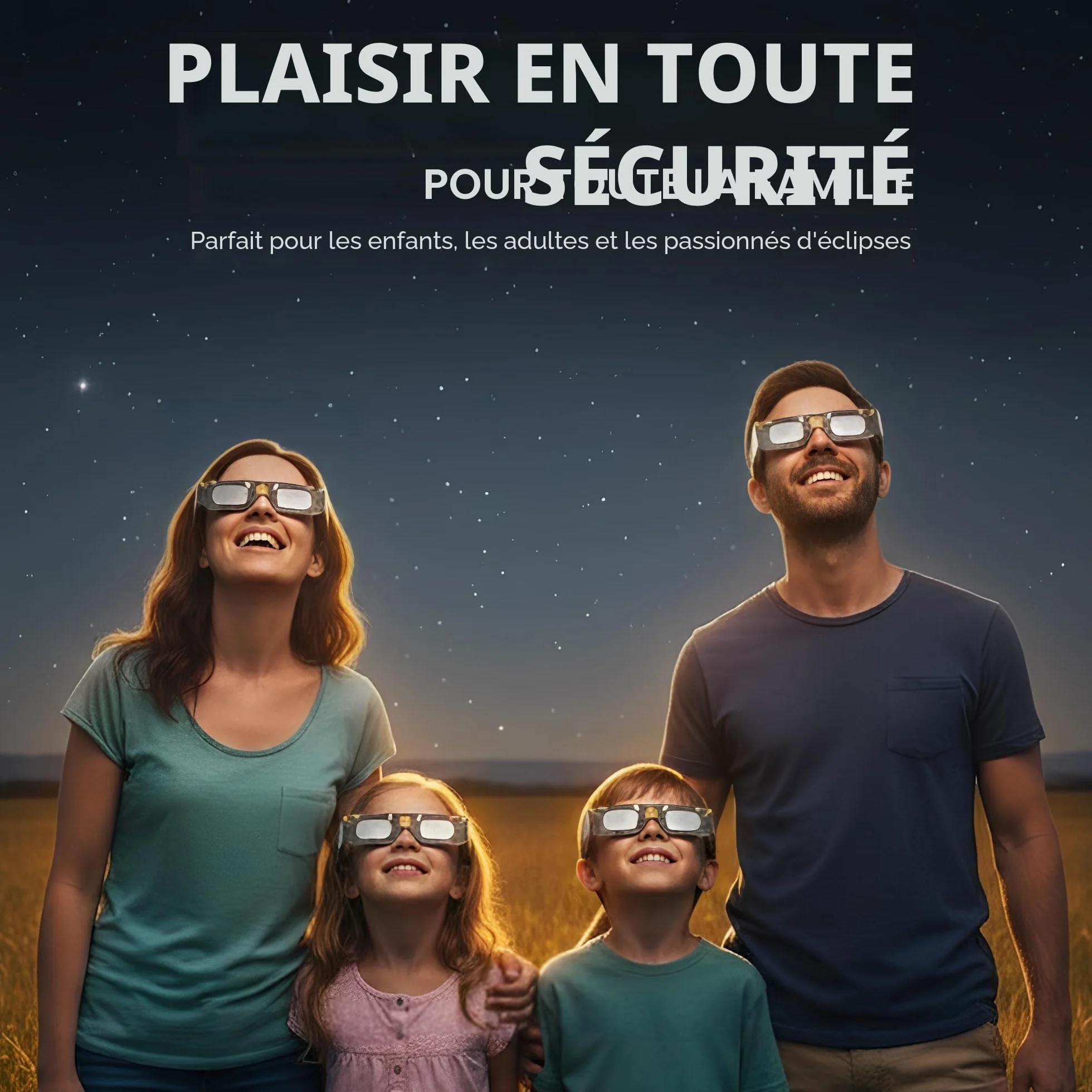 Lunettes pour éclipse solaire ISO 12312-2 CE Lot de 2 paires