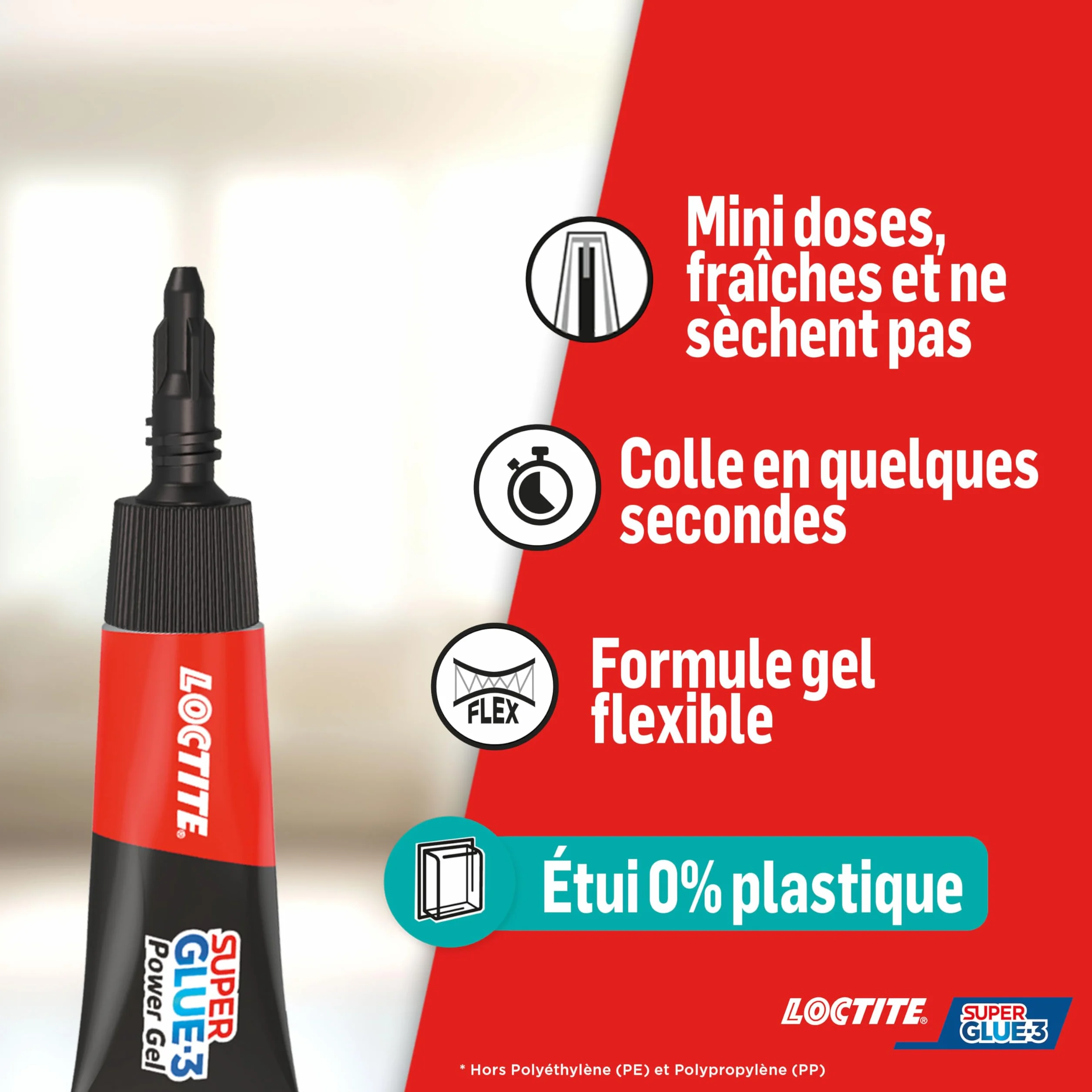 Loctite Super Glue-3 Power Gel Mini Dose Colle Forte Transparente 6 Tubes de 1 g
