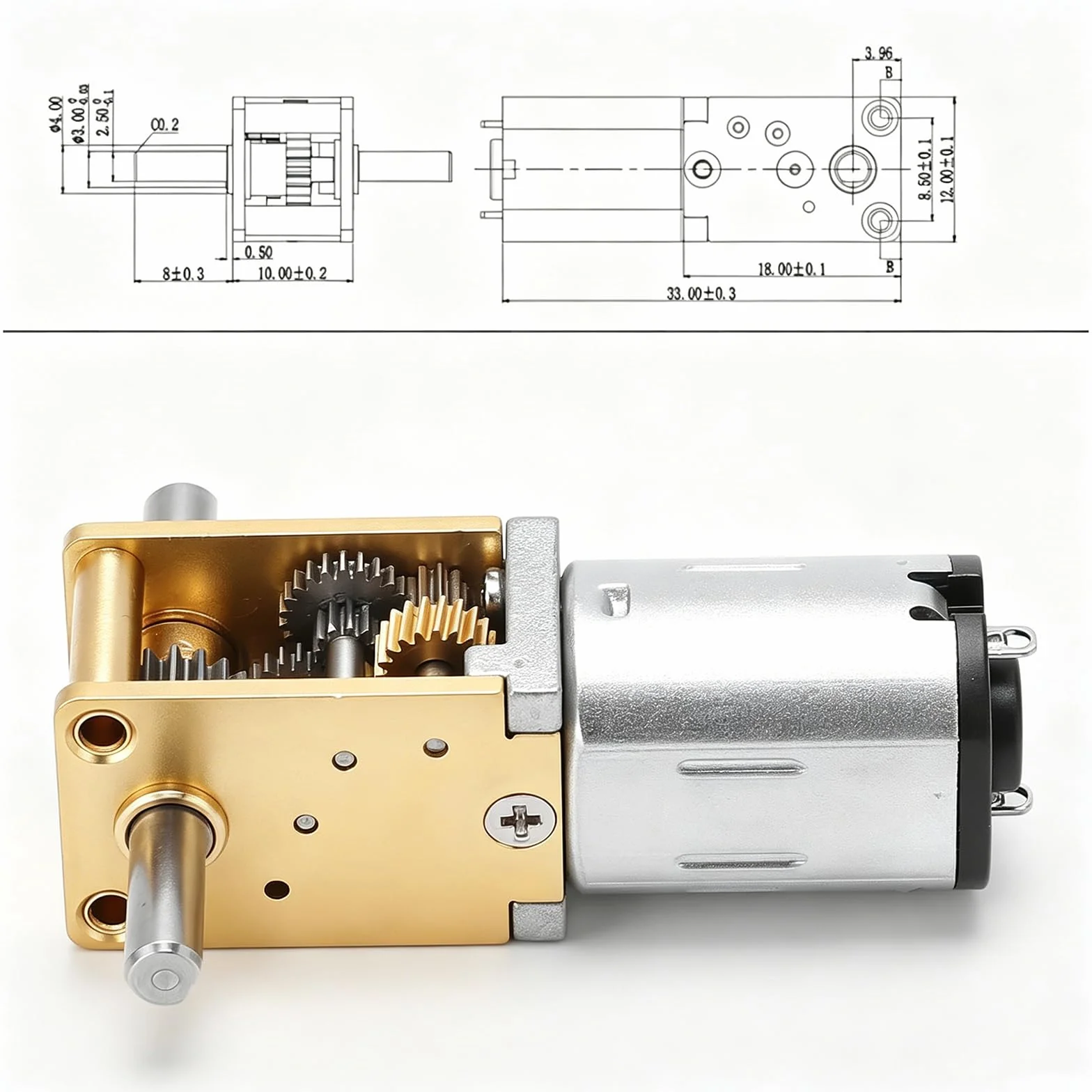 Moteur À Engrenages Métal DC 12V 200RPM Vis Sans Fin Arbre 3mm D-Forme pour Machines
