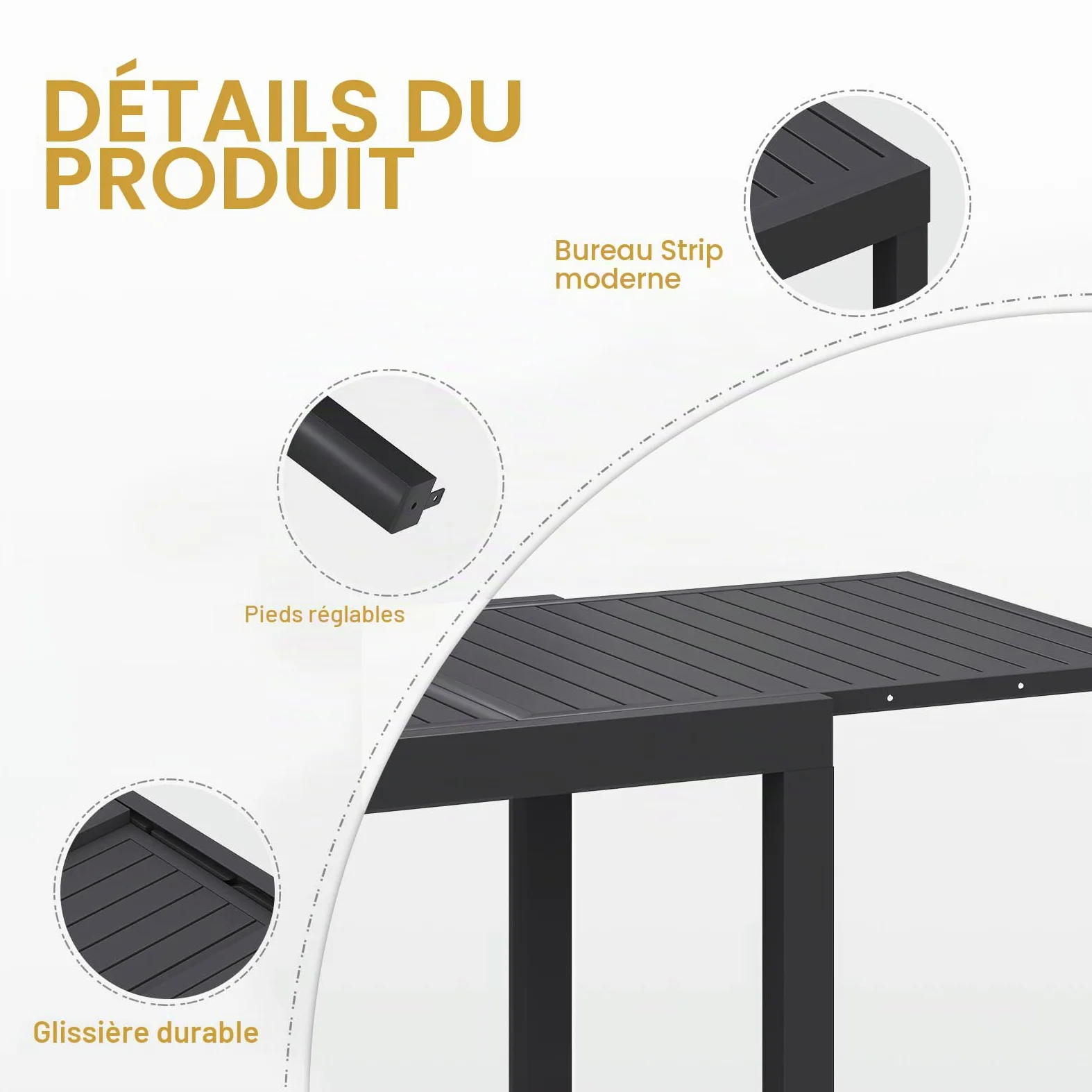 Devoko Salon de Jardin Exterieur 8 Personnes, 8+1 Mobilier de Jardin Aluminium, 8 Chaise Empilable Aluminium et 1 130CM-260CM Table de Jardin Extensible, Gris Foncé