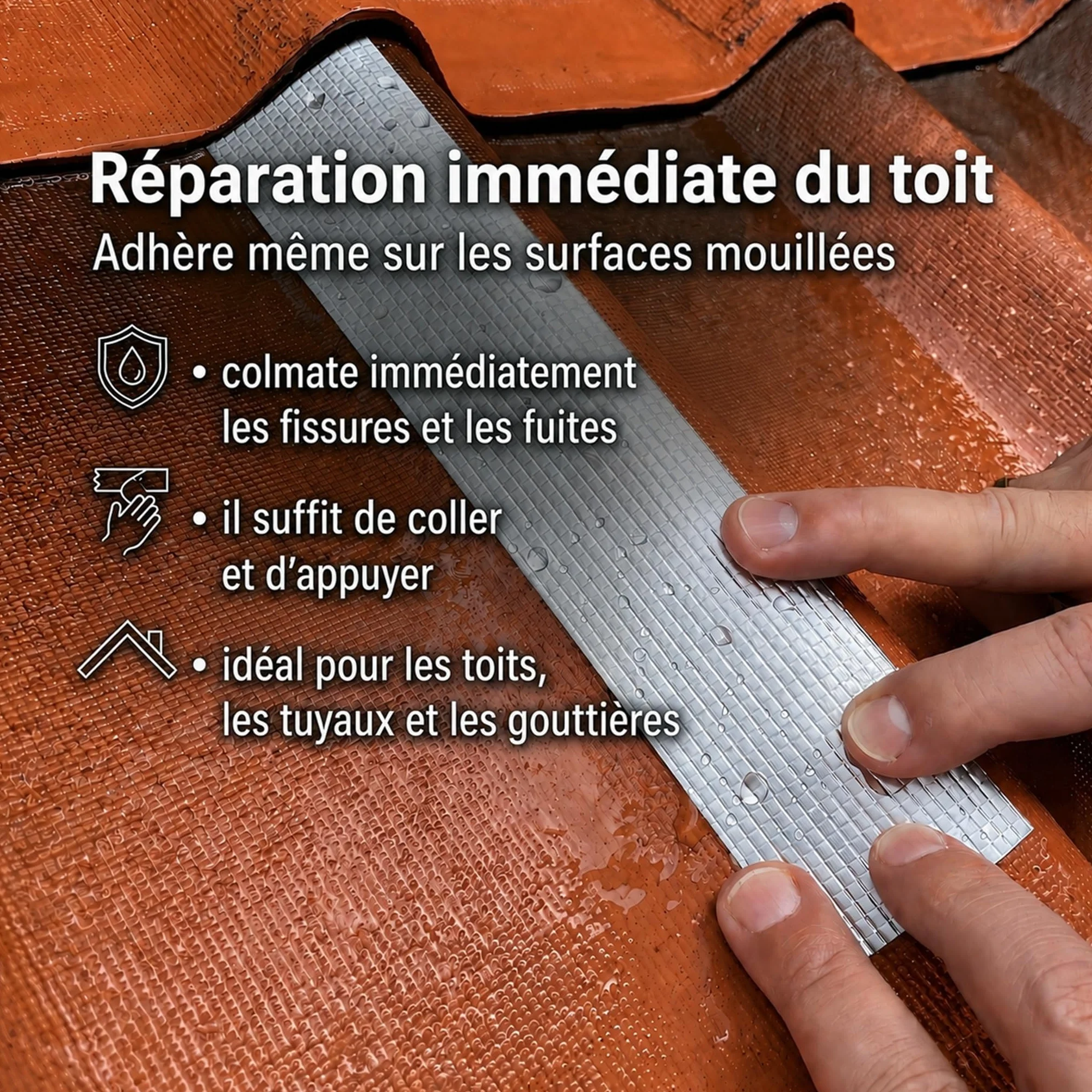 Ruban adhésif butyle étanche 2,5 cm x 5 m pour toitures, murs, fenêtres