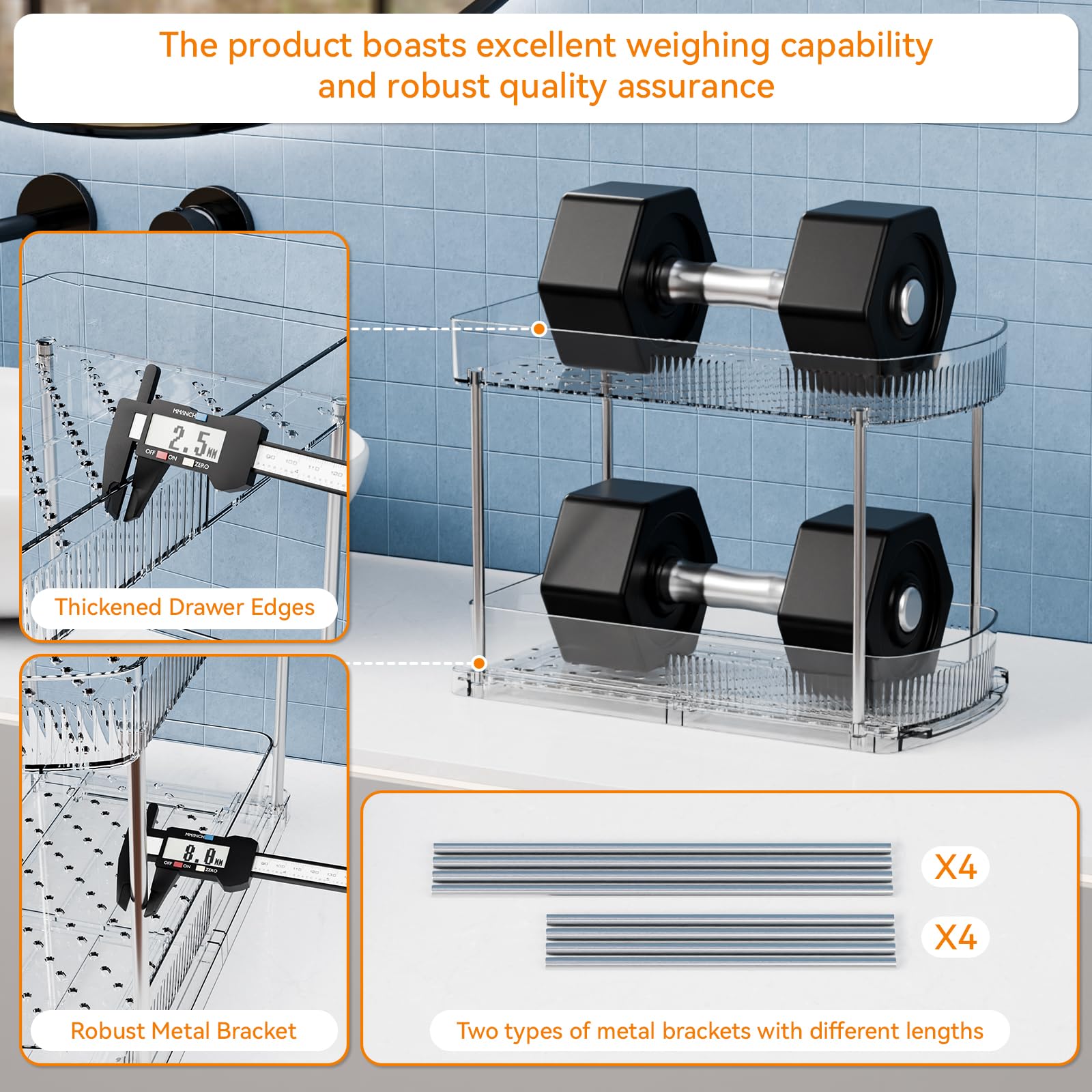 Clear Acrylic 2-Tier Pull-Out Under-Sink Organizer