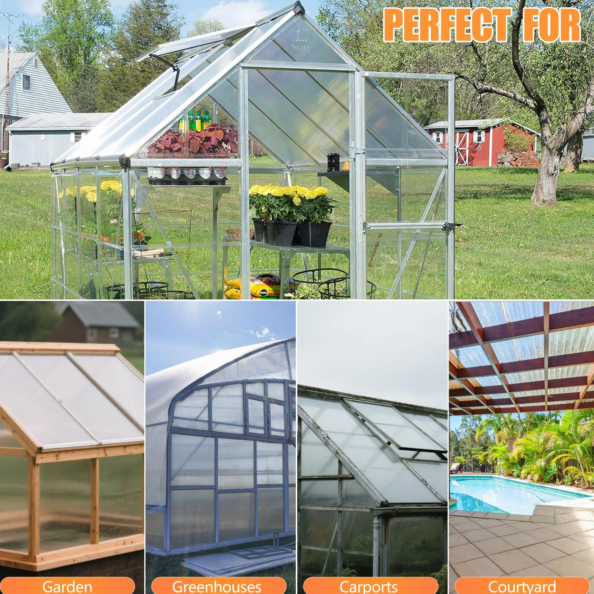 Ruban Anti-Poussière Plaque Polycarbonate Gris 5cm x 25m, Joint Bande pour Serre Jardin