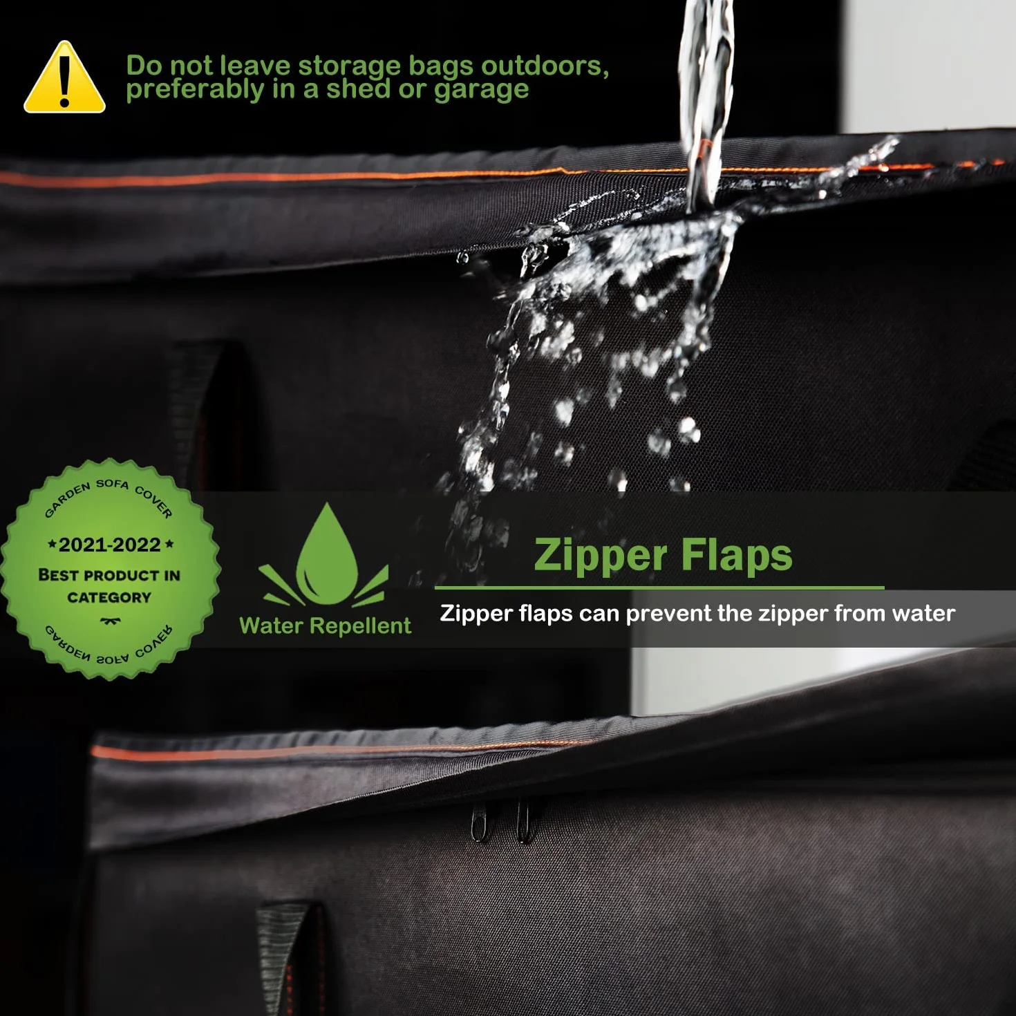 Enzeno Sac rangement coussins jardin tissu Oxford 420D imperméable anti-UV 140x60x60 cm noir