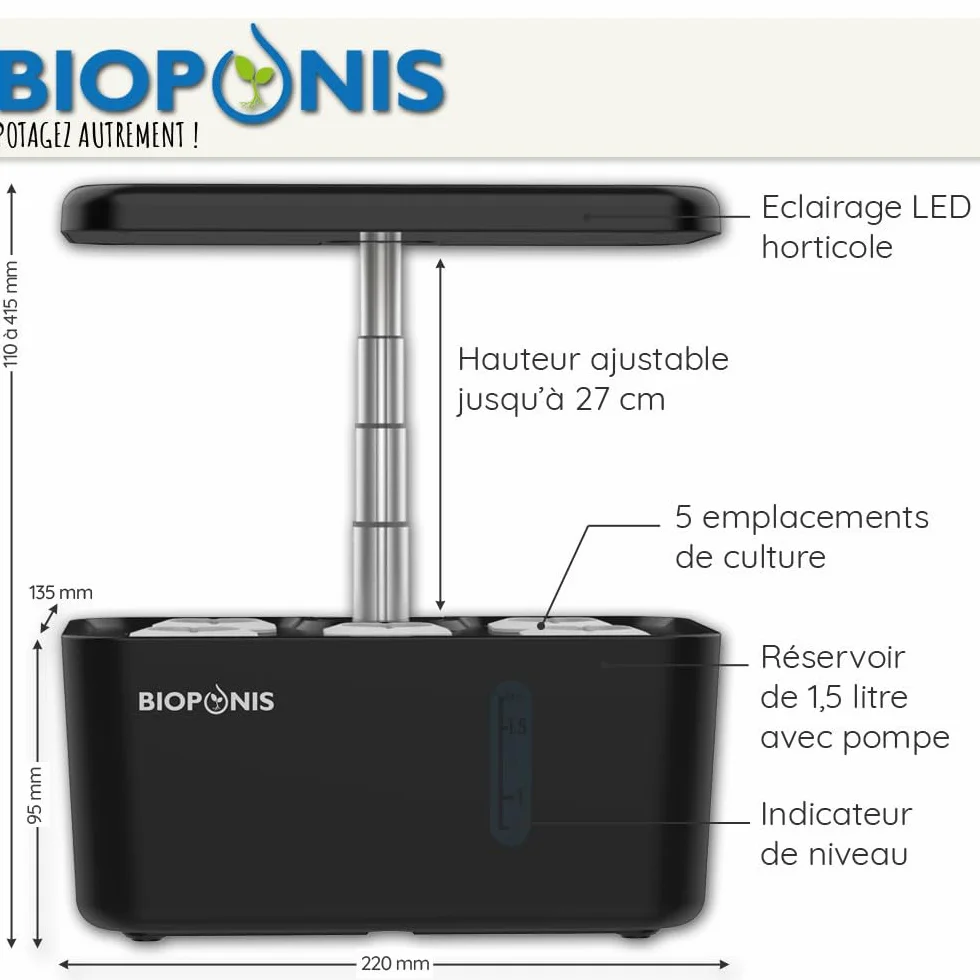 Eden Noir - Potager d'Intérieur pour Plantes Aromatiques
