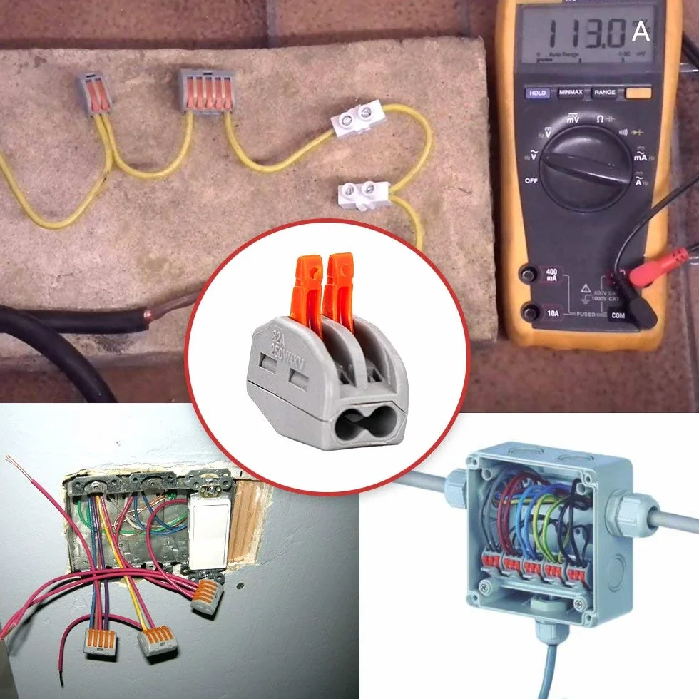 Connecteurs de Fil de Câble Électriques Compacts Kit, Bornes de Connexion Automatique Rapide, 46 Pièces, Cuivre