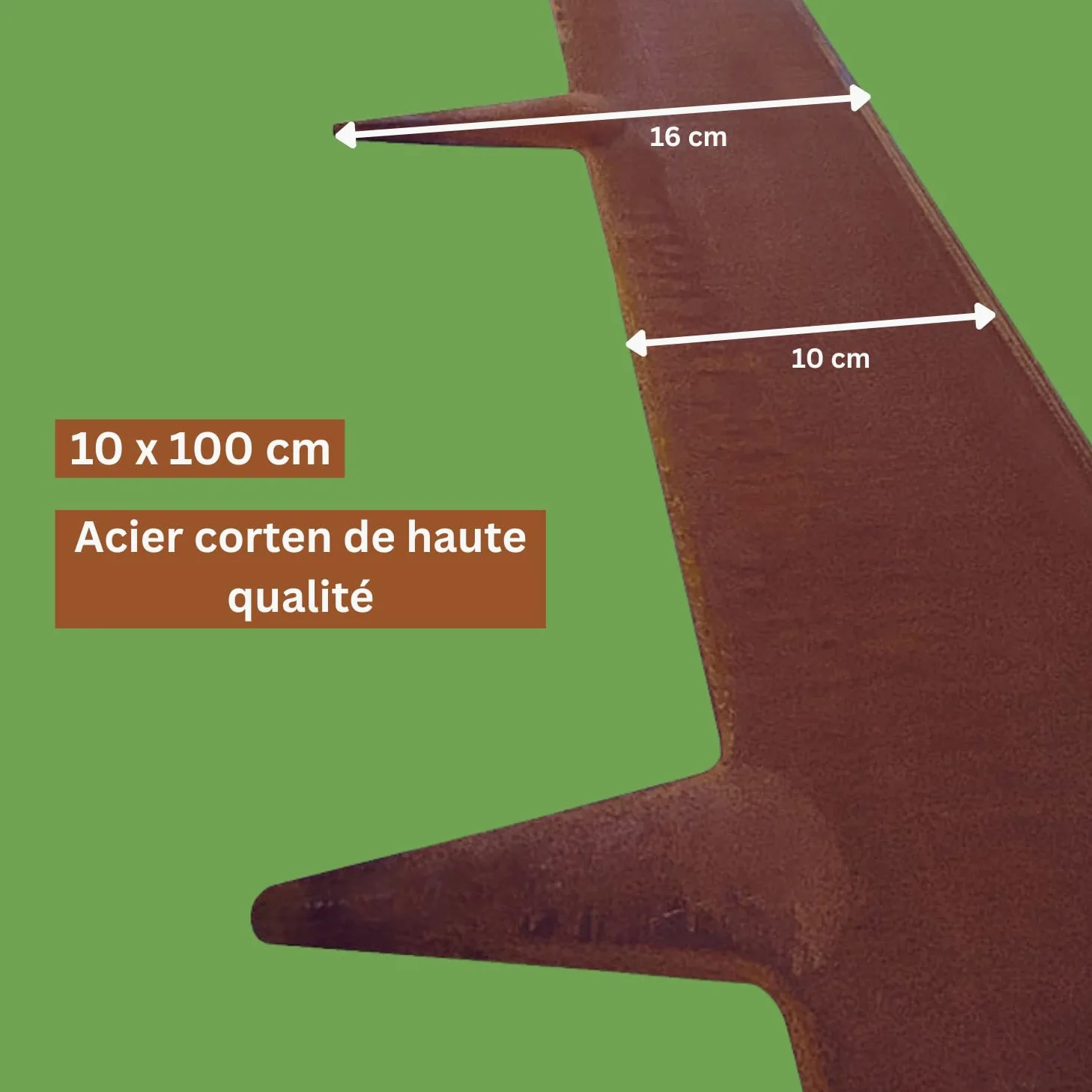 RoRi Bordure de pelouse en Acier Cortenstahl 10 m - 10 cm de Hauteur - Dessus Arrondi - 10 x 1 m Bordure - Pliage des Bordures de pelouse - Clôture pour vergers Marron