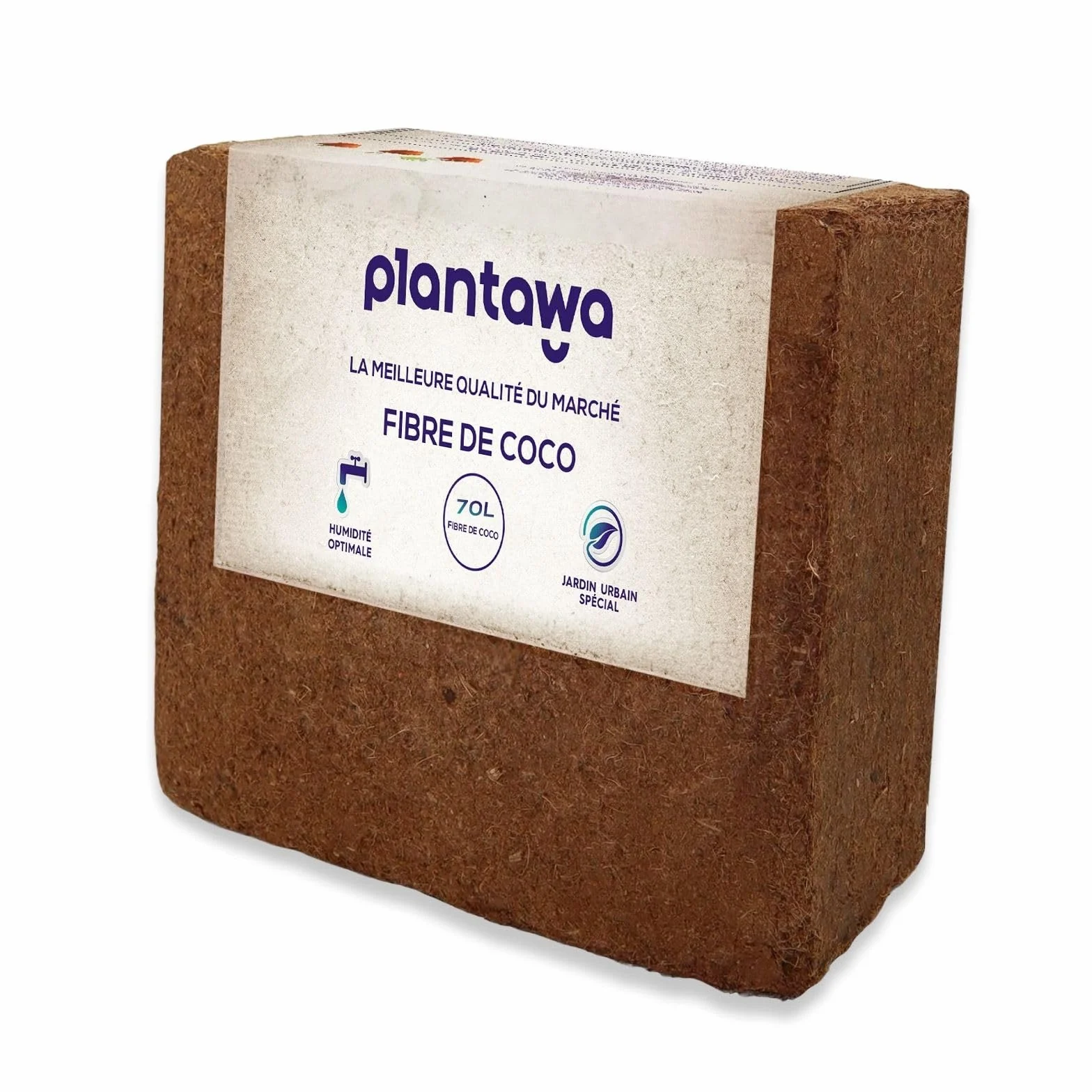 PLANTAWA Fibre de Coco Organique Bloc 5 kg 70 l – Brique compacte – Terre pour Plantes – Utilisation de Potager Urbain terriaire pour Plantes extérieures Turba pour Pots de Fleurs