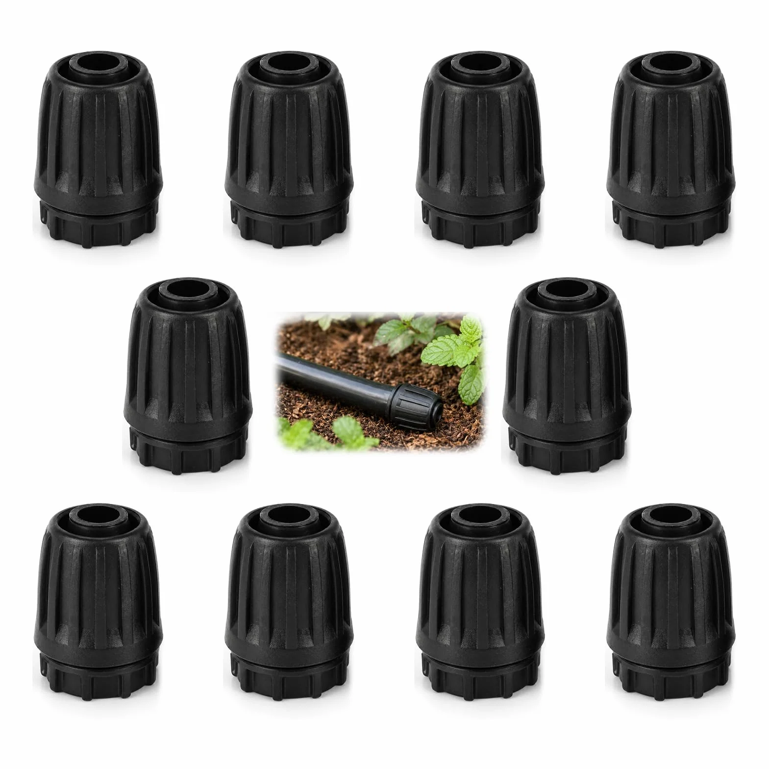 Raccords D'irrigation Goutte à Goutte 10 Pièces, pour Tuyau 13mm, Embout 1/2 Pouce, Adaptateur Droits Durable, Jardin
