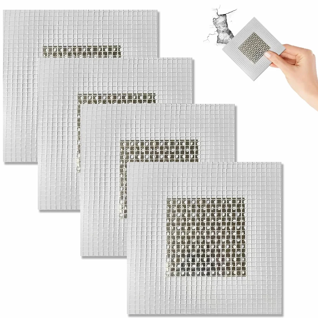 Patch de Réparation Mur Blanc 2 Pouces 4 Pièces Auto-Adhésif Aluminium Plaque de Plâtre