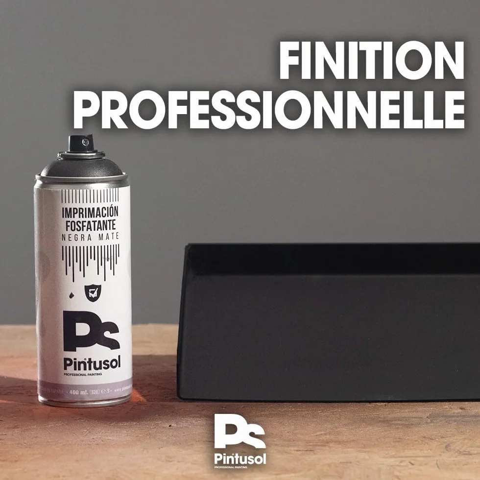 Bombe Apprêt Phosphatant Noir Mat Peinture Primaire Antirouille Métal Finition Mate Haute Adhérence Spray Professionnel Fer Acier 400ml