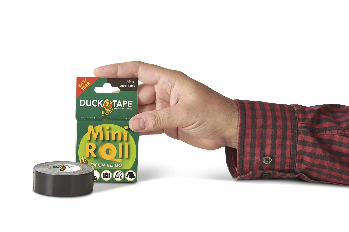 Duck Tape Mini Rouleau Noir Ruban Adhésif de Réparation Original 25 mm x 10 m