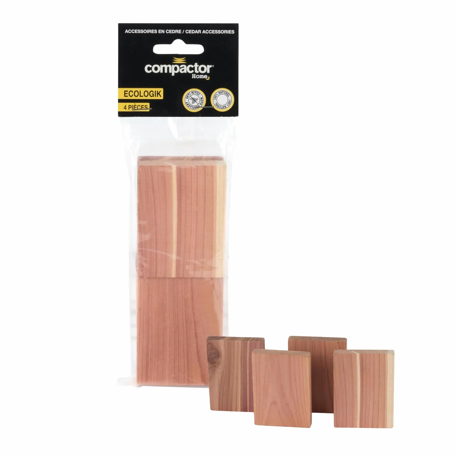 Compactor – Lot de 4 plaques antimites en cèdre Naturel – Antimite pour Textile – sans Produits Chimiques – Répulsif Mites et Insectes