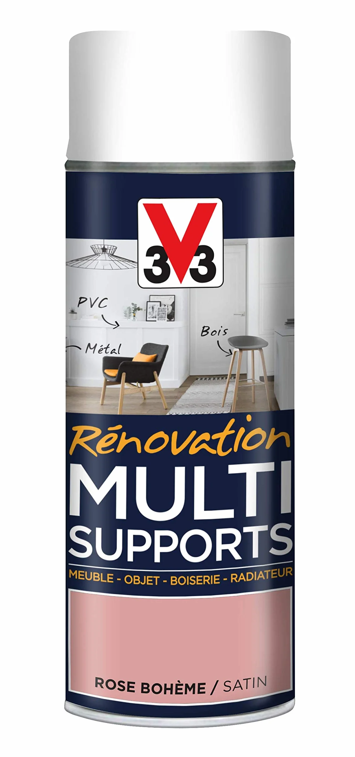 V33 Peinture Rénovation Multi-supports Rose bohème satin 400 ml
