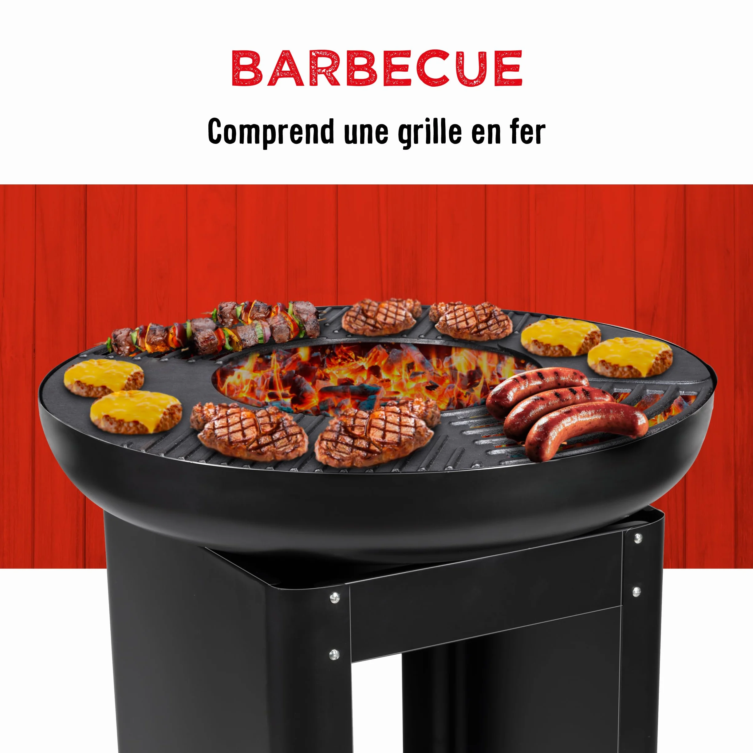 BBQ Collection Brasero et Plancha Barbecue Japonais 61 x 90 cm Grille Teppanyaki Métal