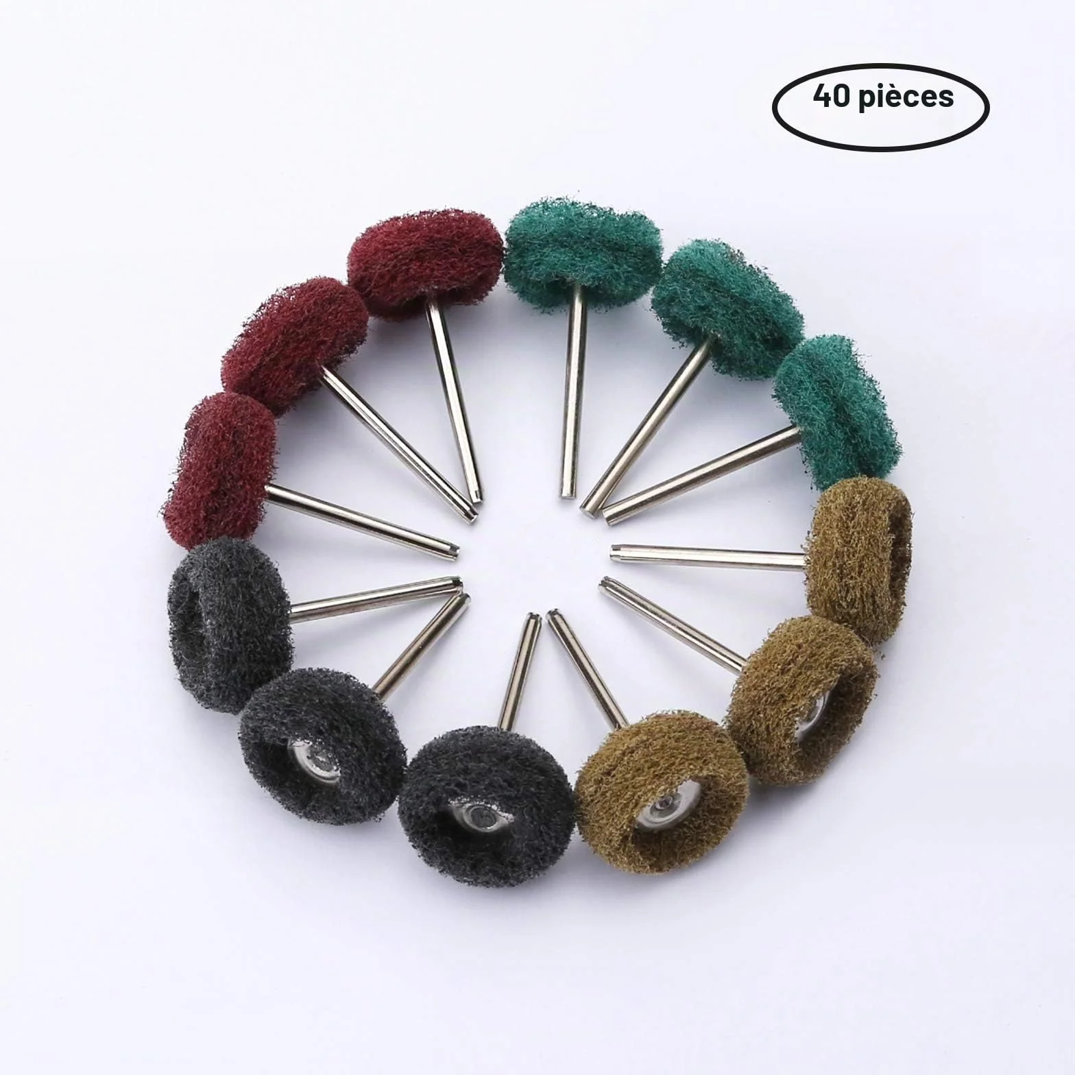 Dremel Lot 40 roues polissage abrasives grain 80-400 pour outil rotatif bois