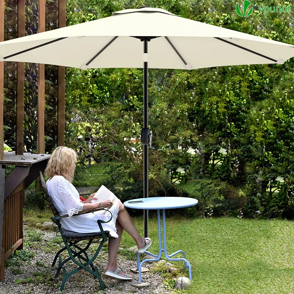 Parasol de Jardin Inclinable 270cm Toile Protection UV Beige