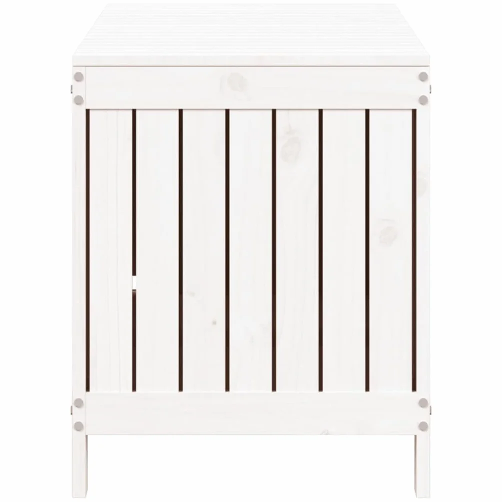 vidaXL Boîte de Rangement de Jardin, Coffre à Outils avec Couvercle, Bac de Rangement, Organisateur de Salon Chambre, Moderne, Blanc Bois de Pin Massif